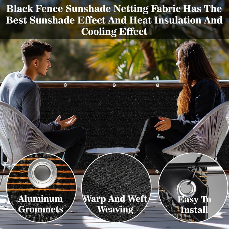 Rainflow Fence Privacy Screen - 3'X10' Black Privacy Fence Screen Outdoor Shade Balcony Decor Plastic Mesh Fence Panels Cover Porch Screen Balcony Covers for Apartments,Deck,Backyard,Pool Wall - Image 3